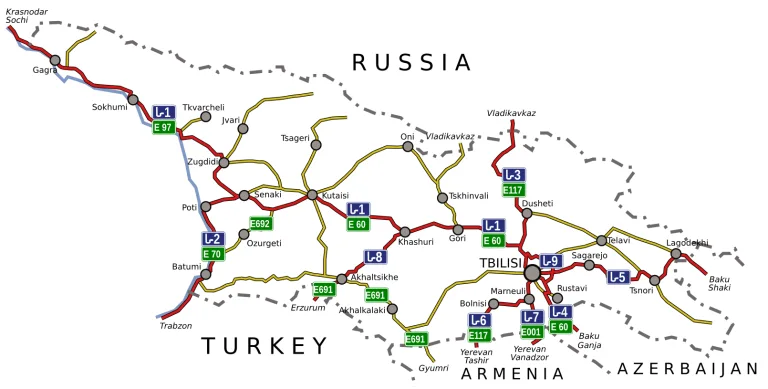 Main routes of Georgia
