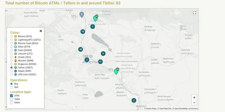 crypto ATMs on map
